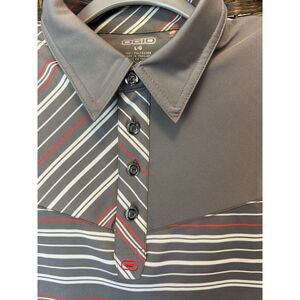 Ogio Men's‎ Large Golf Polo White Gray Red White Stripes